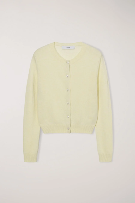 ESSENTIAL CREWNECK KNIT CARDIGAN (Yellow)