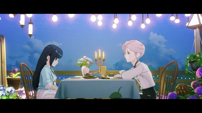 アニメ風カップルの夜景デート