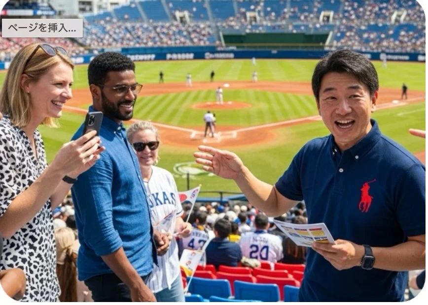 野球観戦中の人々の交流