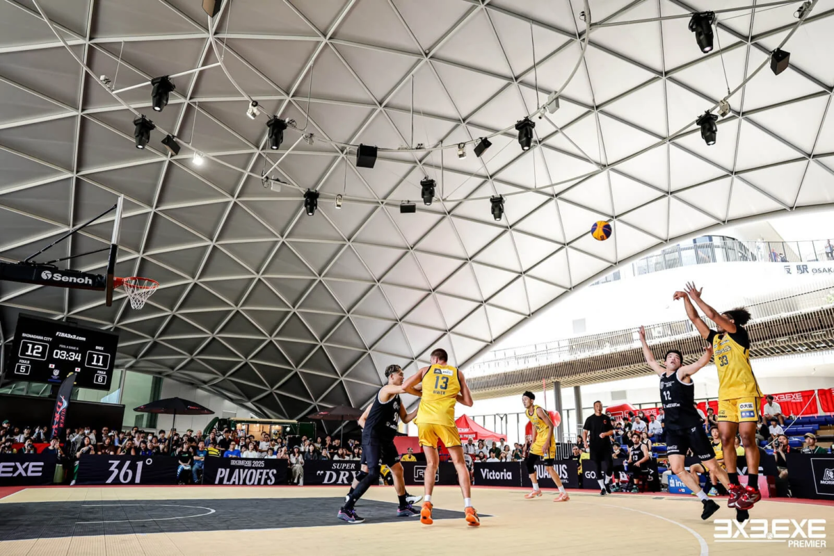 グラングリーン大阪での3x3バスケットボールの試合