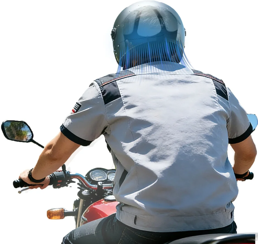 冷却・通気効果を示すバイクの画像