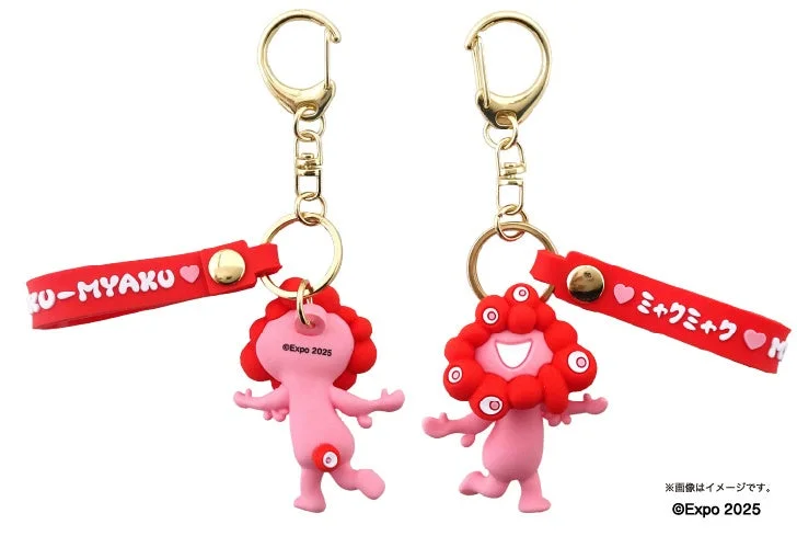 ピンクと赤のミャクミャクキーホルダー