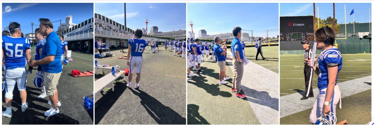 アメリカンフットボールの試合または練習風景