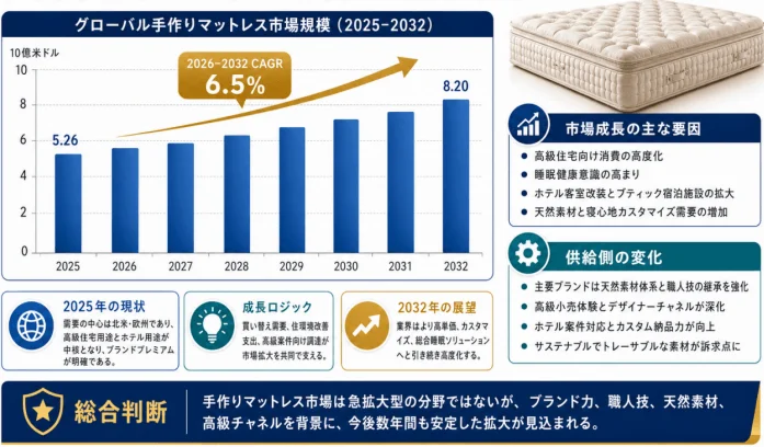 グローバル手作りマットレス市場規模 (2025-2032)