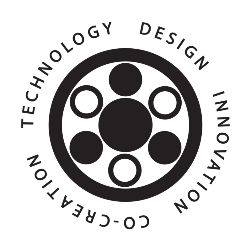 TECHNOLOGY DESIGN INNOVATION CO-CREATIONの文字と円形のロゴマーク