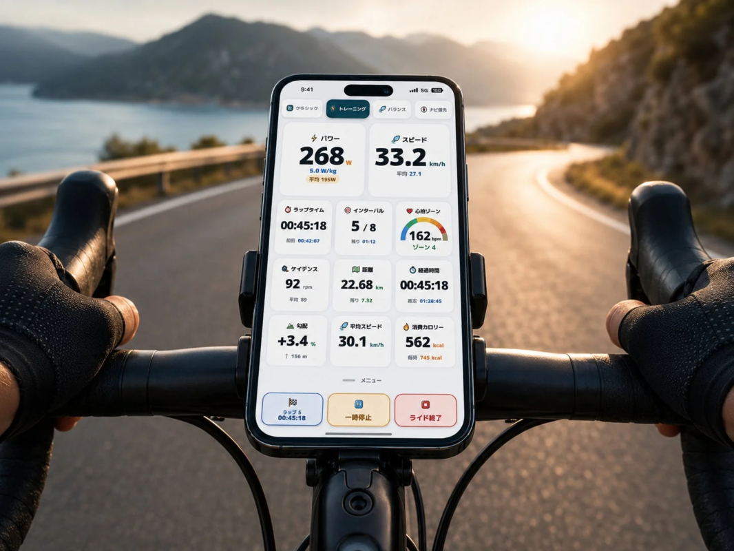 サイクリング中のスマホ画面