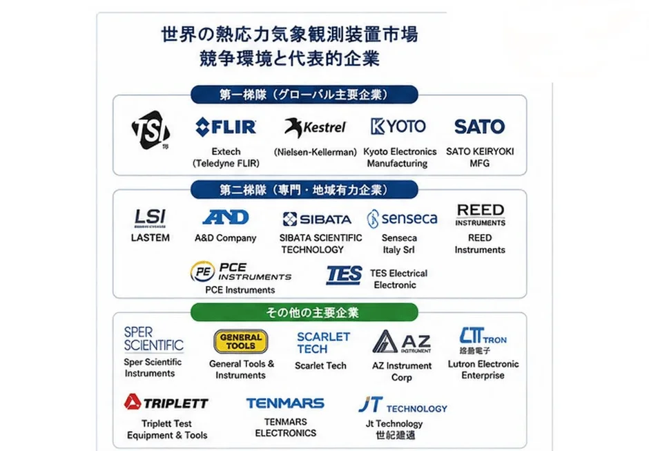 世界の熱応力気象観測装置市場における競争環境と主要企業を示した図