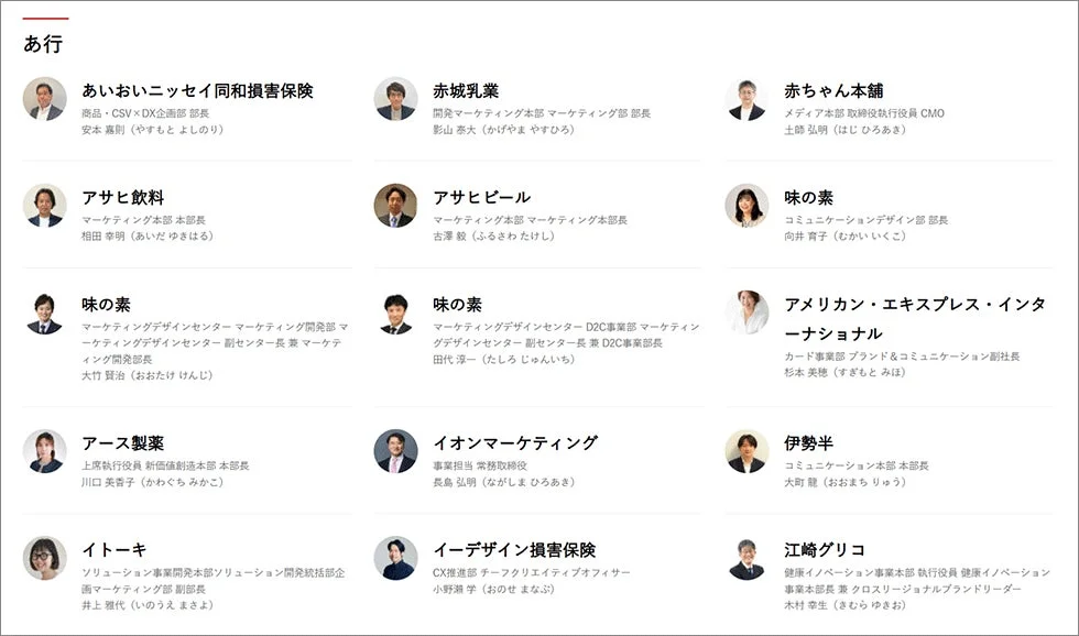 マーケター名鑑のリスト