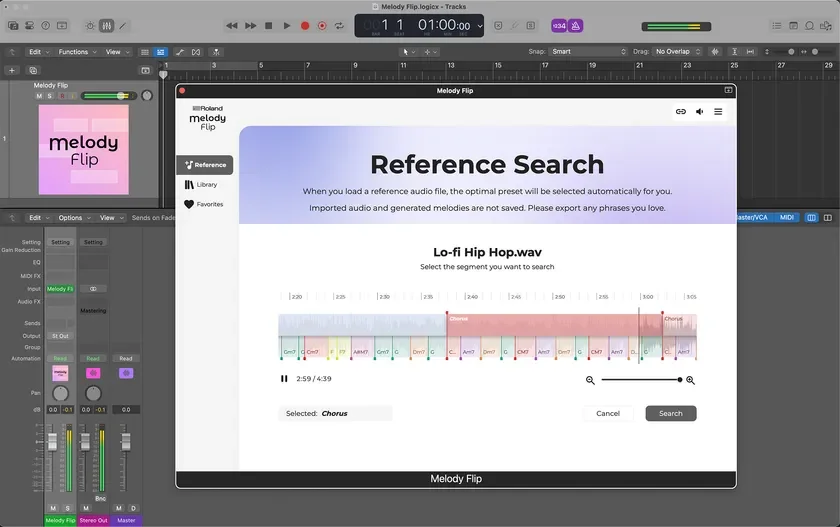 『Melody Flip』オーディオ・ファイル解析の画面イメージ